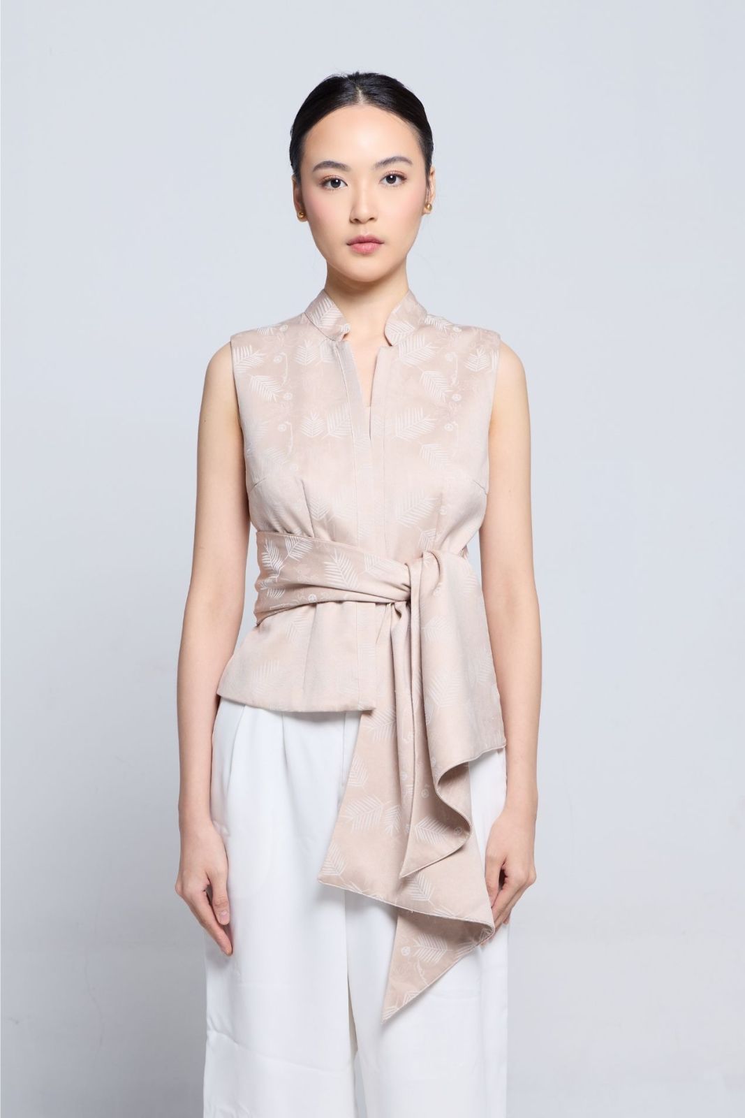 Tan Saina Jacquard Top